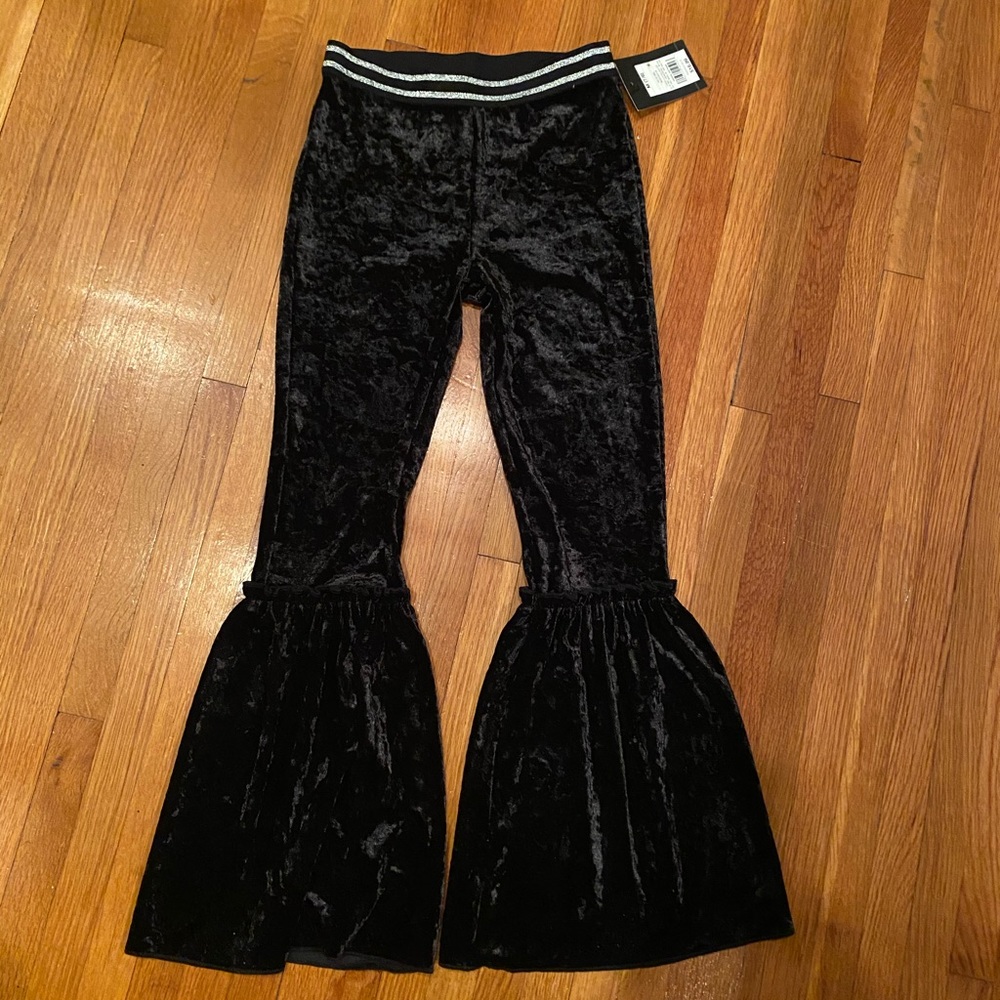 Velvet bell bottom pants size 7/8 NWT